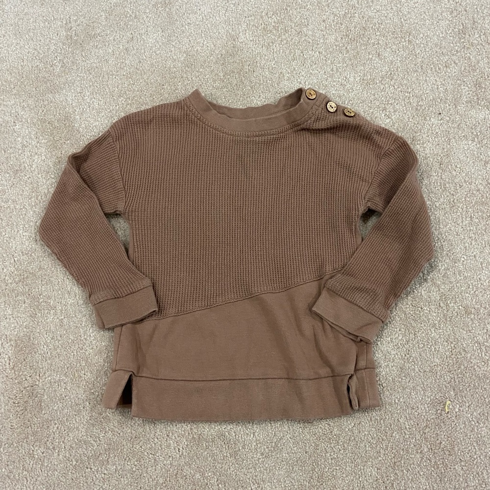 City Mouse Brown Long Sleeve Shirt with Button Detail